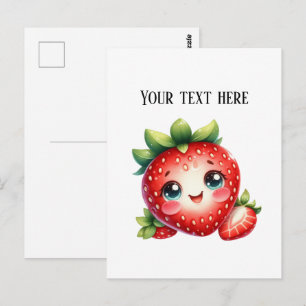 Cute fresh strawberry customizable vendors postcard