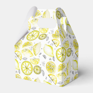 Cute Fresh Summer Lemon Citrus Doodle Yellow Favour Box