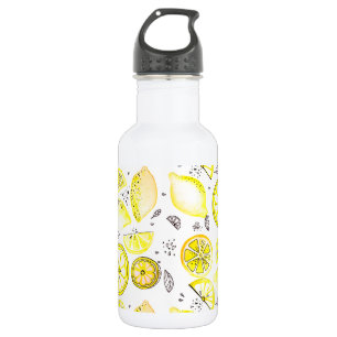 Cute Fresh Summer Lemon Citrus Doodle Yellow Large 532 Ml Water Bottle
