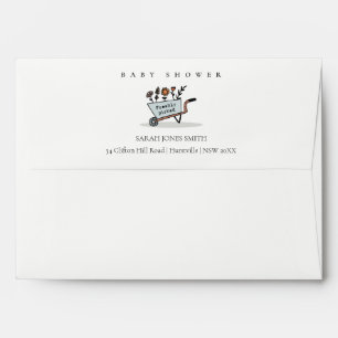 Cute Freshly Picked Blue Floral Cart Baby Shower Envelope