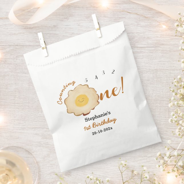 Cute Fried Egg 1st Birthday Favour Bag (Clipped)