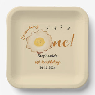 Cute Fried Egg 1st Birthday Paper Plate
