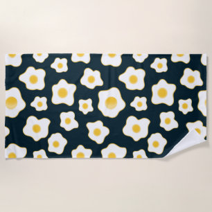 Cute Fried Eggs Flower Pattern Beach Towel