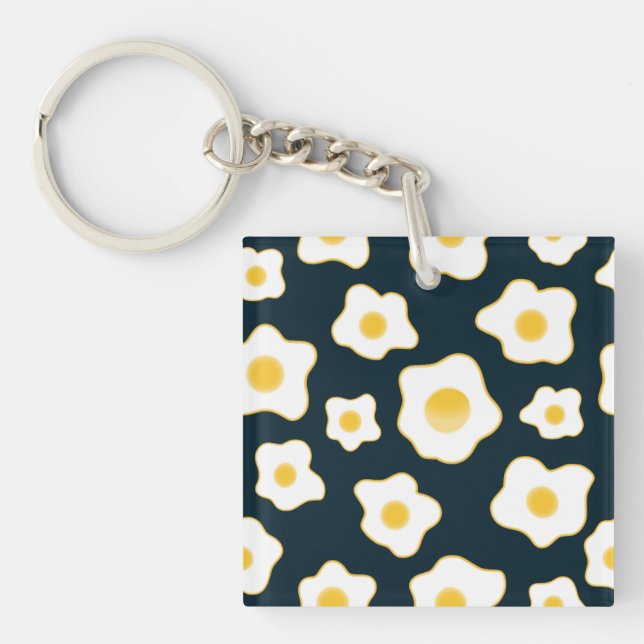 Cute Fried Eggs Flower Pattern Key Ring (Front)