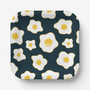 Cute Fried Eggs Flower Pattern Paper Plate