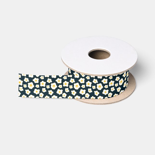 Cute Fried Eggs Flower Pattern Satin Ribbon (Spool)