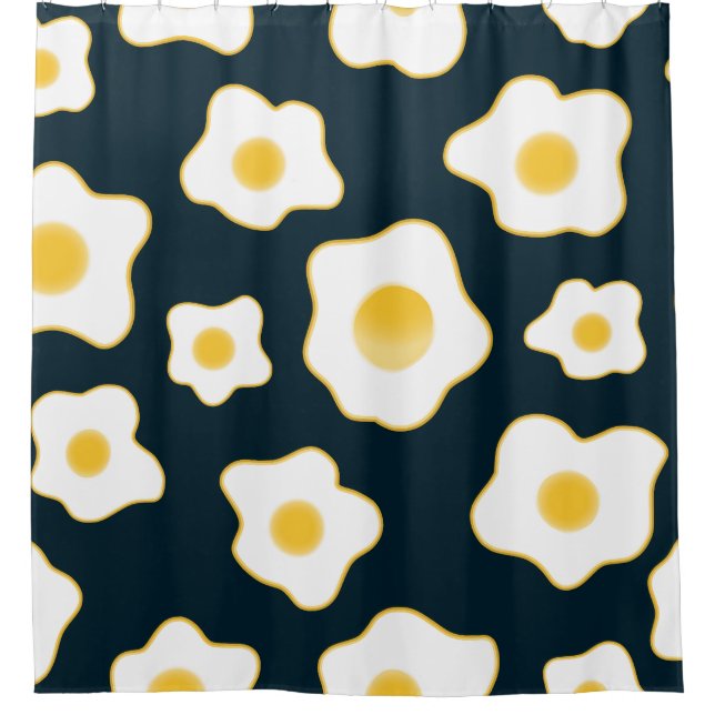 Cute Fried Eggs Flower Pattern Shower Curtain (Front)