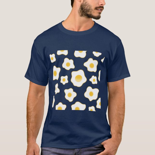 Cute Fried Eggs Flower Pattern T-Shirt (Front)