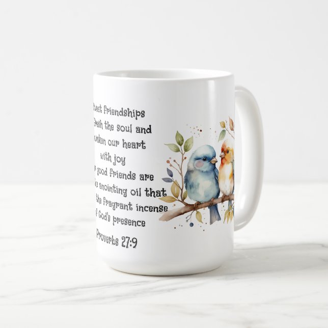 Cute Friend Birds Proverbs Friendship Quote Coffee Mug (Front Right)