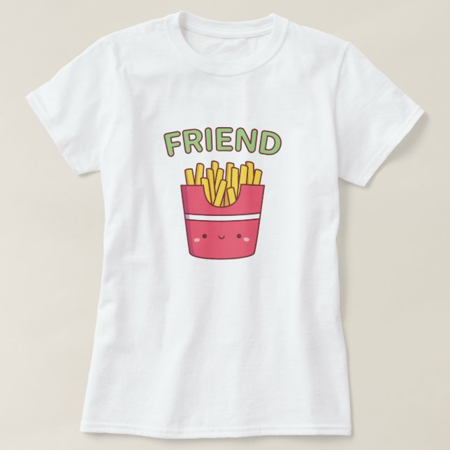 Cute Friend Fries Matching Best Friend T-Shirt (Design Front)