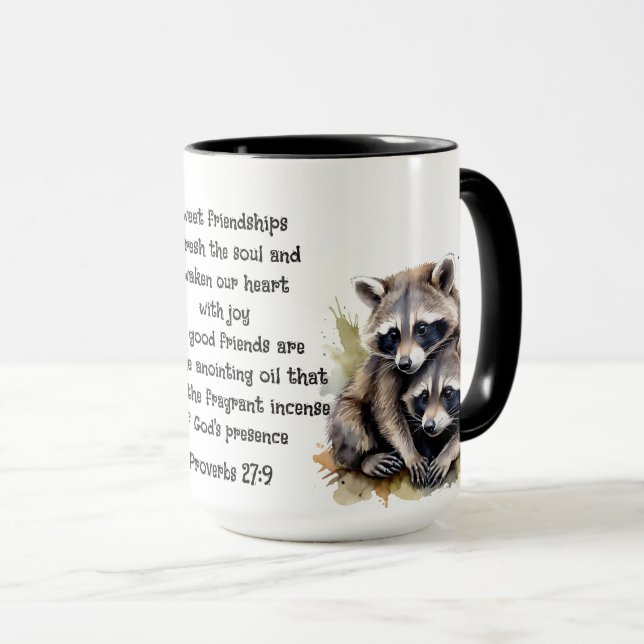 Cute Friend Raccoons Proverbs Friendship Quote Mug (Front Right)