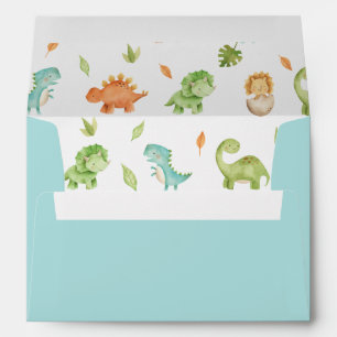 Cute Friendly Blue Green Dinosaurs 5x7 Card A7 Envelope