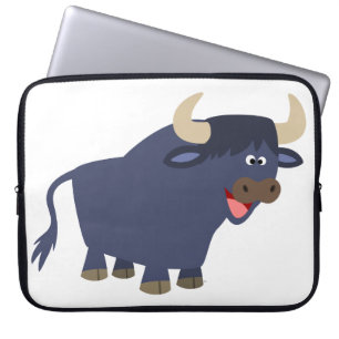 Cute Friendly Cartoon Bull Laptop Sleeve
