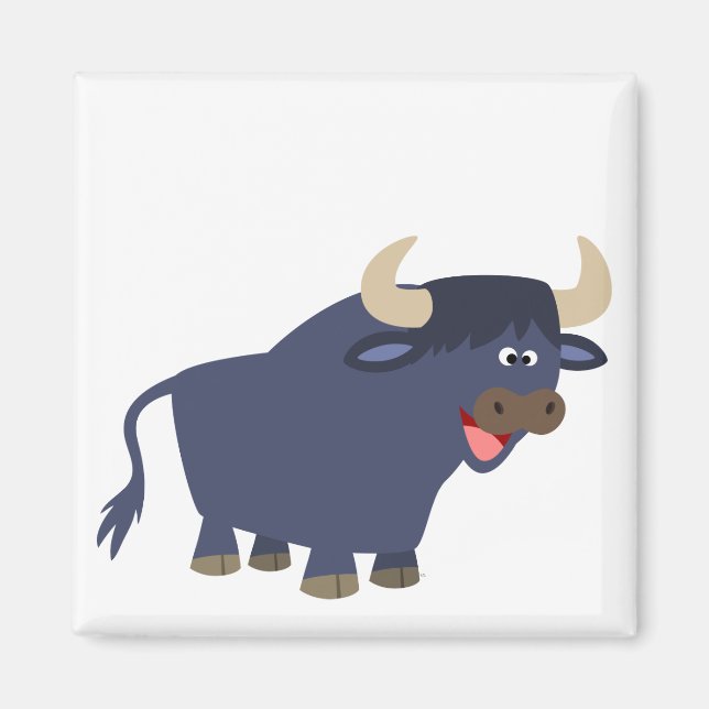 Cute Friendly Cartoon Bull Magnet (Front)