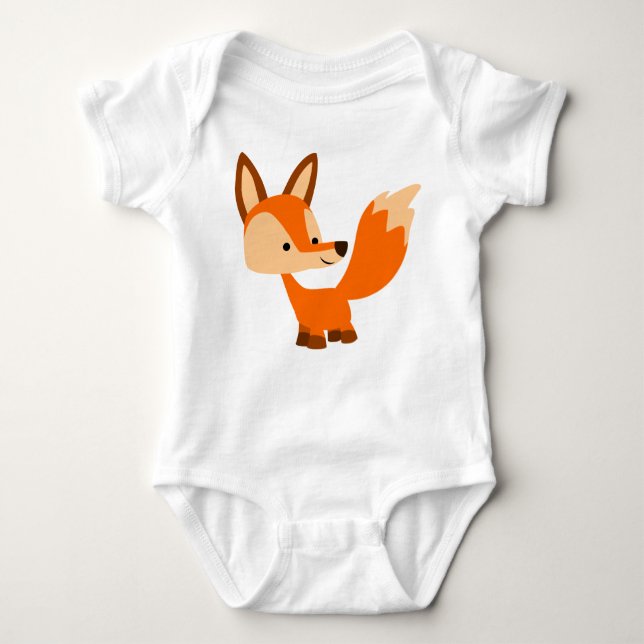 Cute Friendly Cartoon Fox Baby Bodysuit (Front)