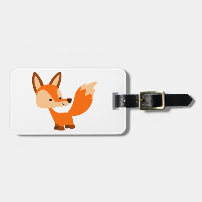 Cute Friendly Cartoon Fox Luggage Tag (Front Horizontal)