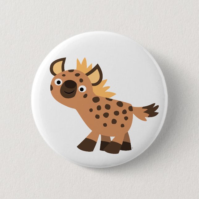 Cute Friendly Cartoon Hyena 6 Cm Round Badge (Front)