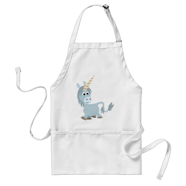 Cute Friendly Cartoon Unicorn Cooking Apron (Front)