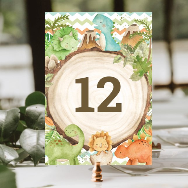 Cute Friendly Dinosaurs Baby Shower 1st Birthday  Table Number (Creator Uploaded)