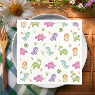Cute Friendly Dinosaurs Party T-Rex Brontosaurus Napkin