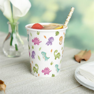 Cute Friendly Dinosaurs Party T-Rex Brontosaurus  Paper Cups