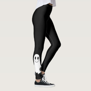 CUTE FRIENDLY GHOST HALLOWEEN BUSINESS LOGO CUSTOM LEGGINGS