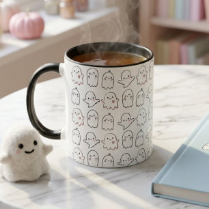 Cute Friendly Ghost Pattern Mug
