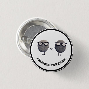Cute Friends Forever Round Pin Back Button