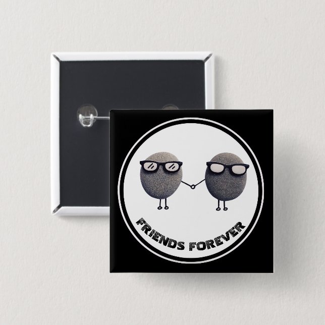 Cute Friends Forever Square Pin Back Button (Front & Back)