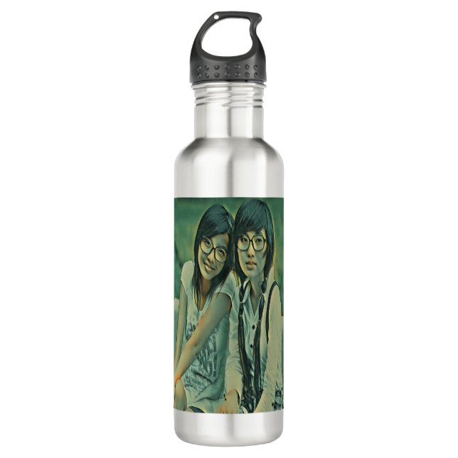 Cute friends sitting next to each other 710 ml water bottle (Front)