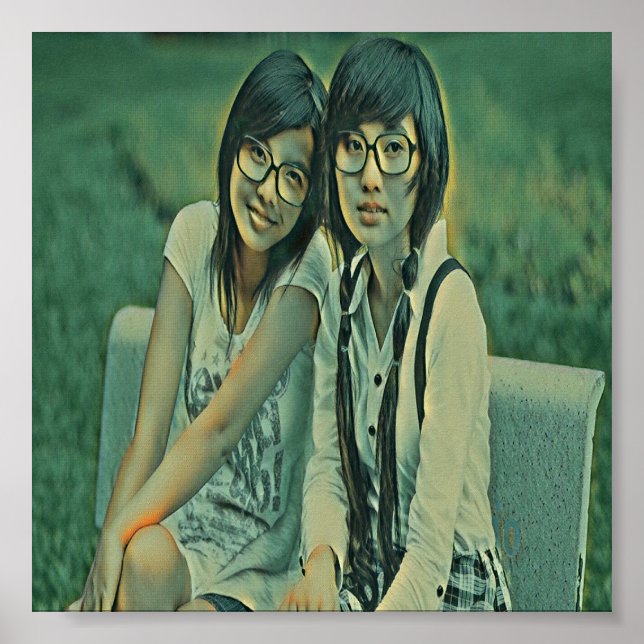 Cute friends sitting next to each other poster (Front)