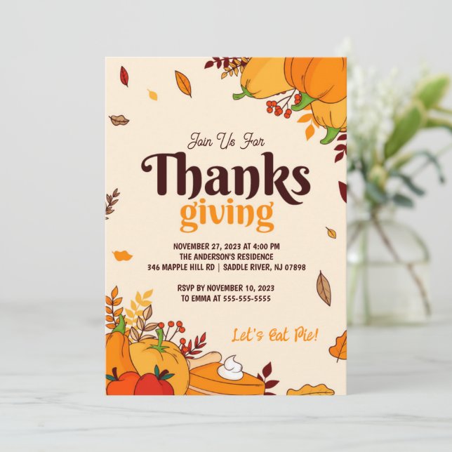 Cute Friendsgiving Thanksgiving Personalised Invitation (Standing Front)