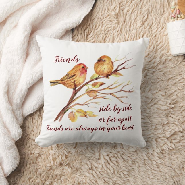 Cute Friendship Birds & Quote Cushion (Blanket)