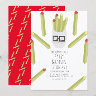 Cute Fries Restaurant Birthday Party  Invitation