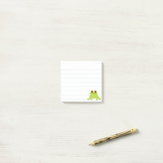 Cute Frog 3 x 3 Lined Custom Post-it Notes (On Desk)