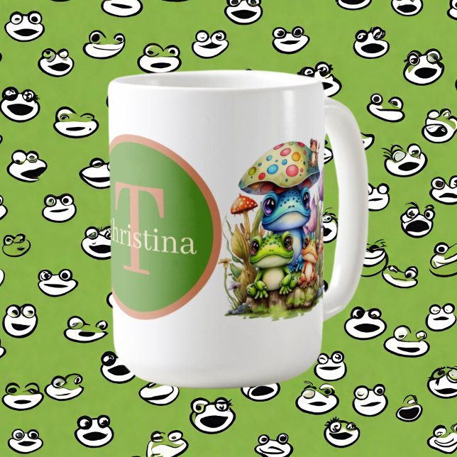 cute frog add monogram  coffee mug (Creator Uploaded)