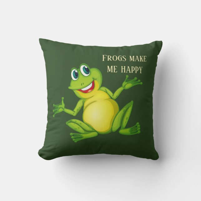 cute frog add text  cushion (Front)