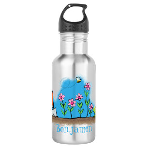 Cute frog and bee in garden cartoon illustration 532 ml water bottle