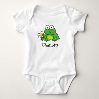 Cute Frog and Flower Baby Bodysuit