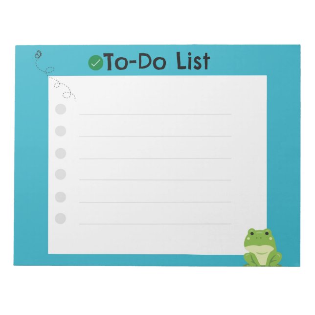 Cute Frog and Fly To Do List Notepad (Front)