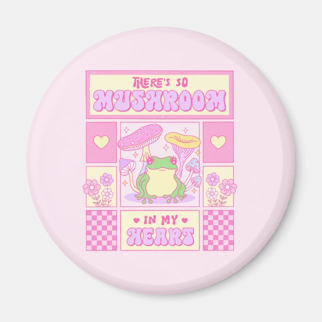 Cute Frog and Mushroom - Funny Romantic Magnet (Front)
