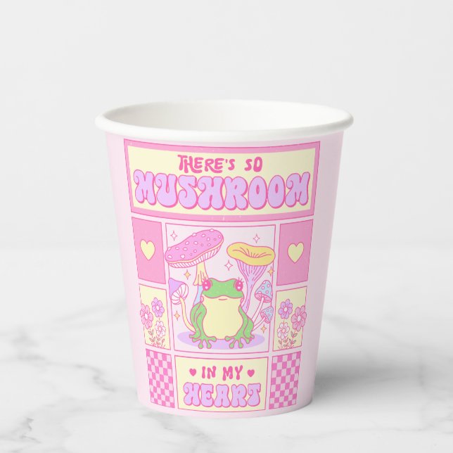 Cute Frog and Mushroom - Funny Romantic Paper Cups (Front)