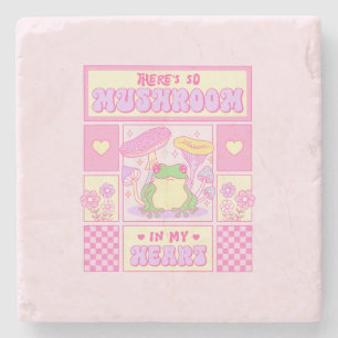 Cute Frog and Mushroom - Funny Romantic Stone Coaster