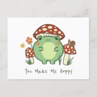 Cute Frog and Mushroom | You Make Me Hoppy  
