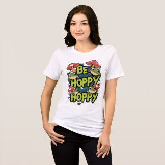 Cute Frog and Mushrooms Be Hoppy Cartoon Tri-Blend Shirt
