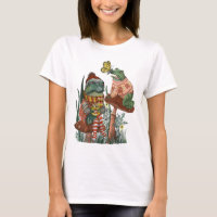Cute Frog and Toad on Mushroom Christmas  T-Shirt