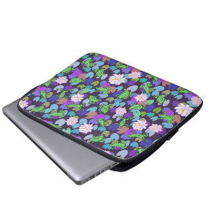 Cute frog art for kids blue green pink purple laptop sleeve
