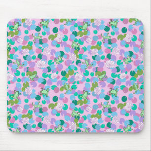 Cute frog art mouse pad with pink background