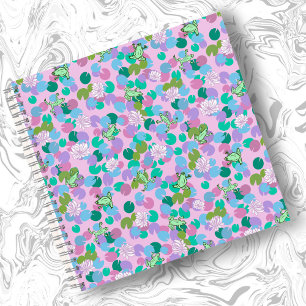 Cute frog art notebook with pink background