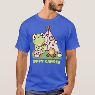 Cute Frog At Campfire Hoppy Camper Pun T-Shirt